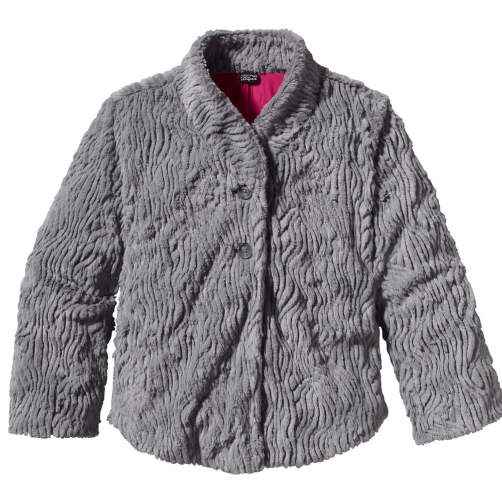 Patagonia gray soft plush cropped fuzzy winter jacket